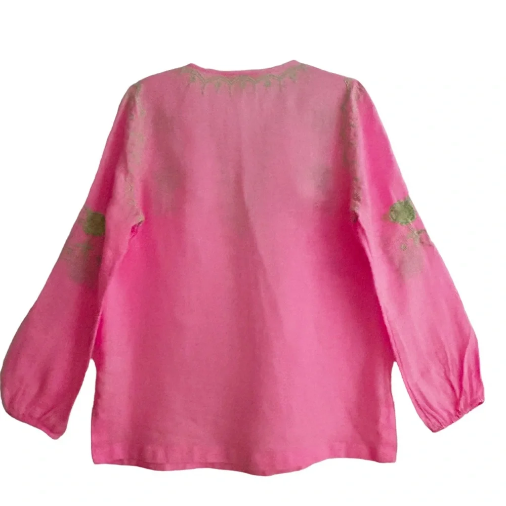 Lilly Pulitzer Cotton Candy Pink Lime Coby Linen Tunic M EPC - Picture 3 of 6